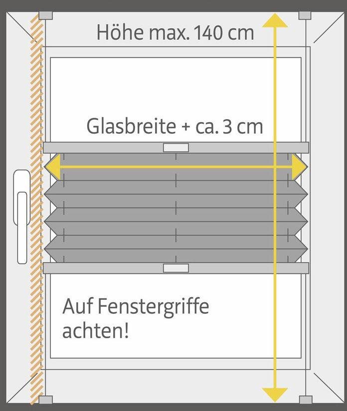 Plissee Allegra, Good Life, verdunkelnd, ohne Bohren, Klemmfix, Fixmaß