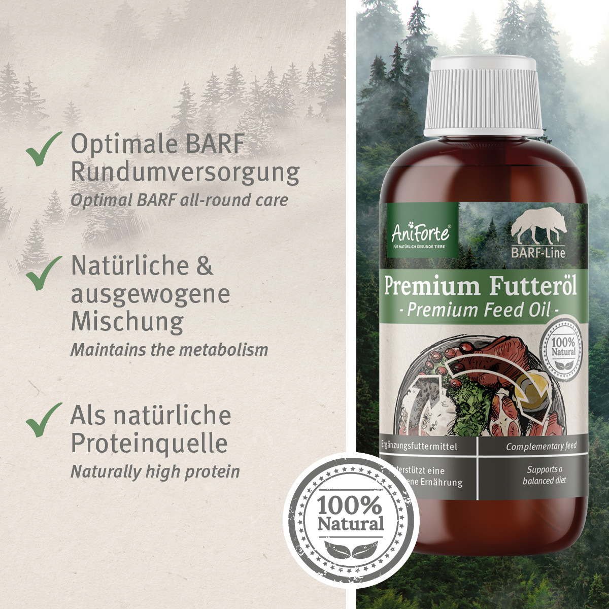Aniforte Ergänzungsfutter & Aufzucht Aniforte Futteröl Premium BARF-Line 250ml