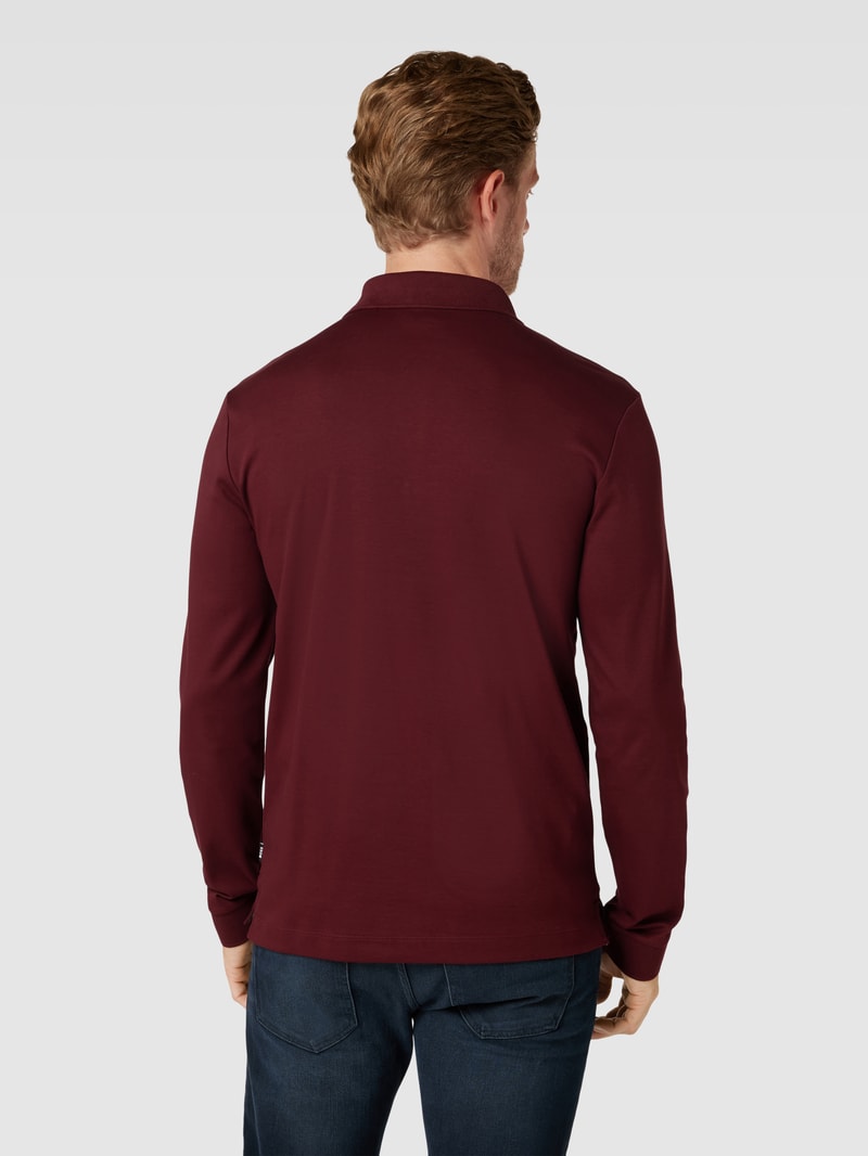 Poloshirt mit Label-Stitching Modell 'PADO' in bordeaux rot