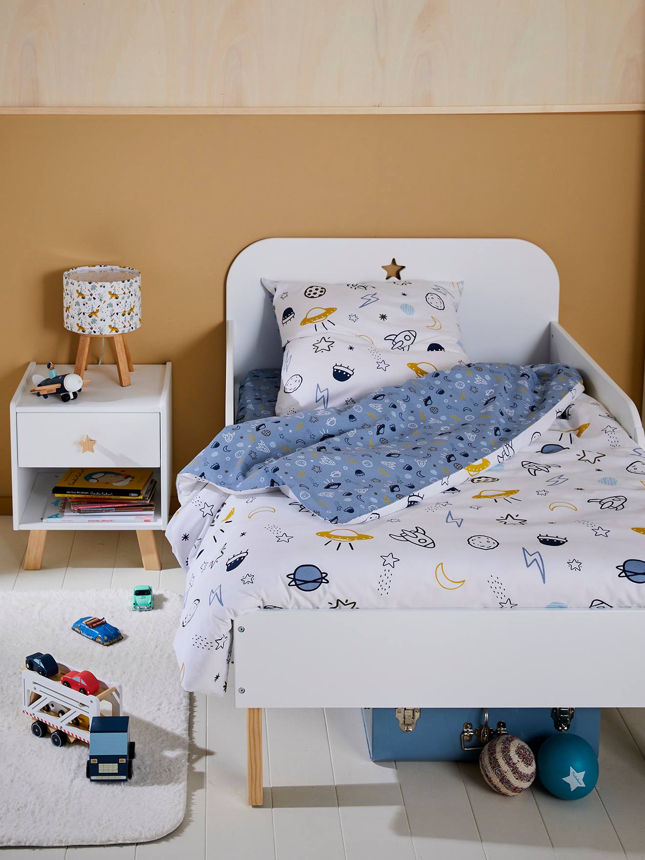 Vertbaudet Kinder Bettwäsche-Set COSMOS Oeko-Tex - blau/weiß bedruckt