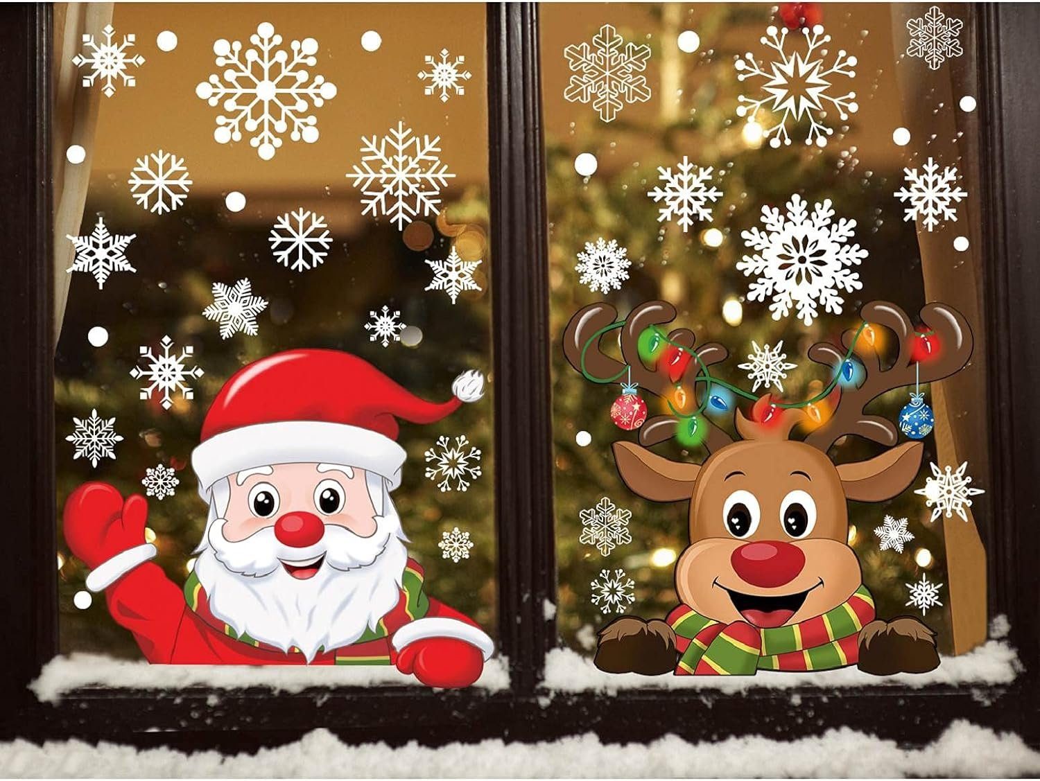 Fenstersticker Schneeflocken Fensterdeko Weihnachten Winter, Fenstersticker, aikidio, Extra dicke, transparente PVC-Folie, wiederverklebbar