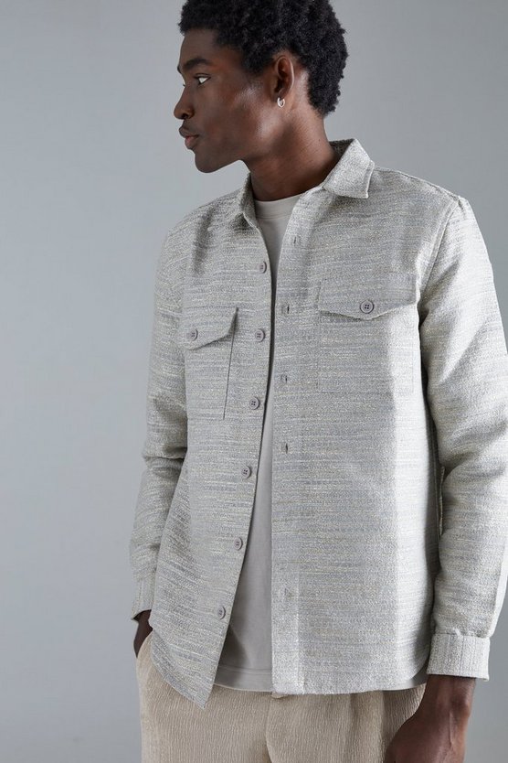 Bouclee-Overshirt mit Tasche