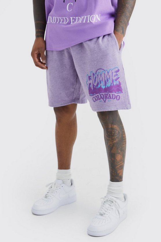 Lockere Shorts mit Homme-Print