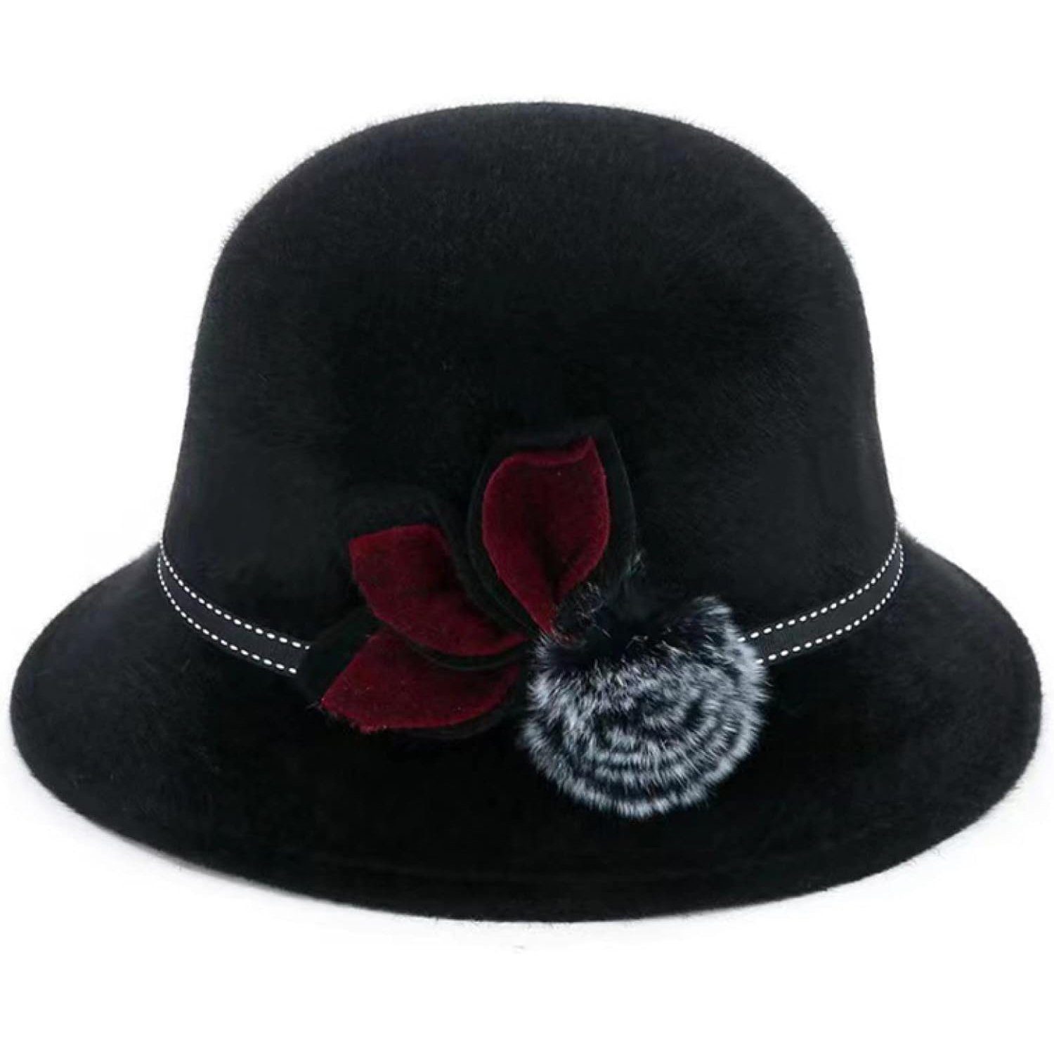 MAGICSHE Filzhut Wollfilz Fedora Hut Vintage elegante Damen Fischerhüte