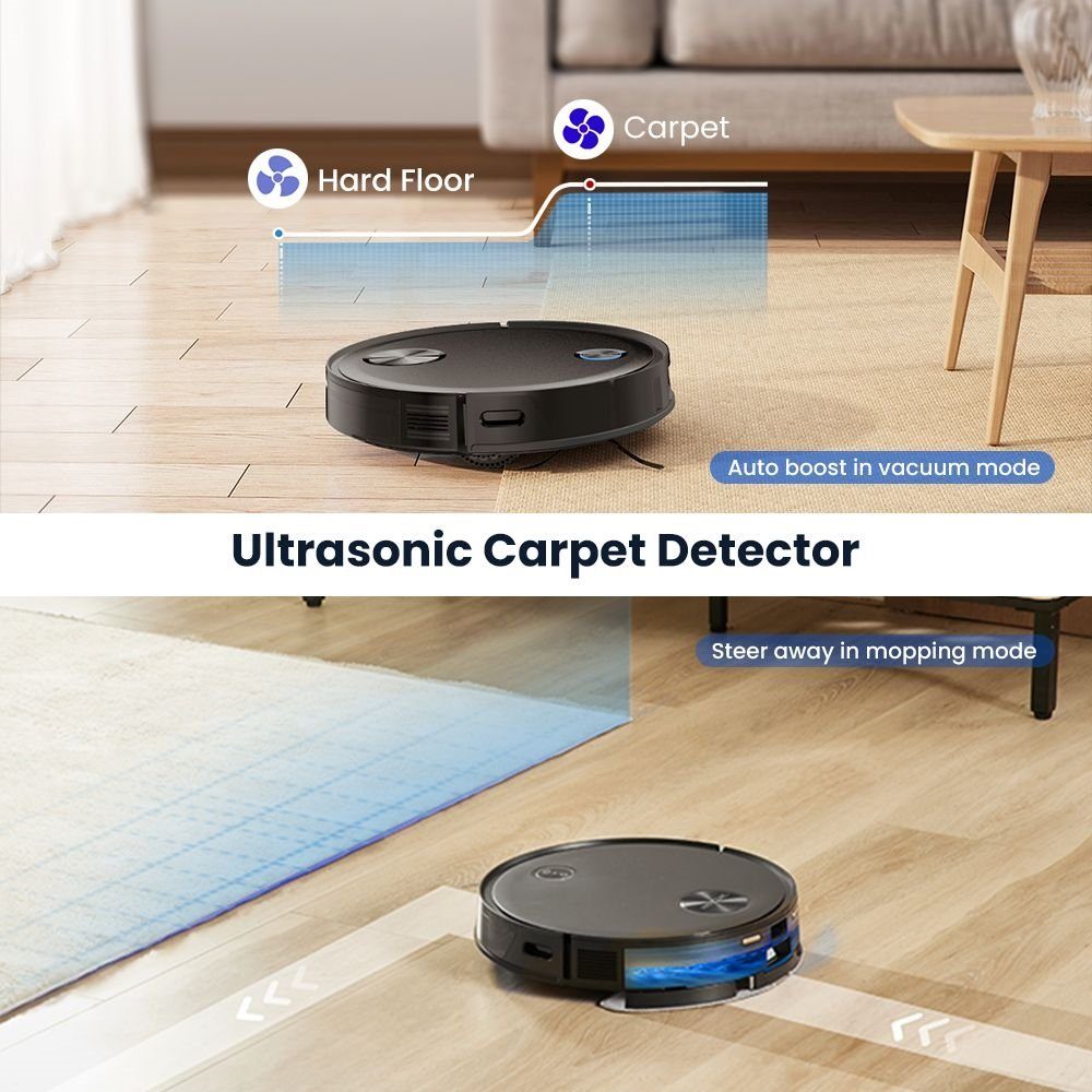 Proscenic Saugroboter V10, Bodenwischen, 3000Pa Absaugung, 120Min Laufzeit, Smart APP Steuerung