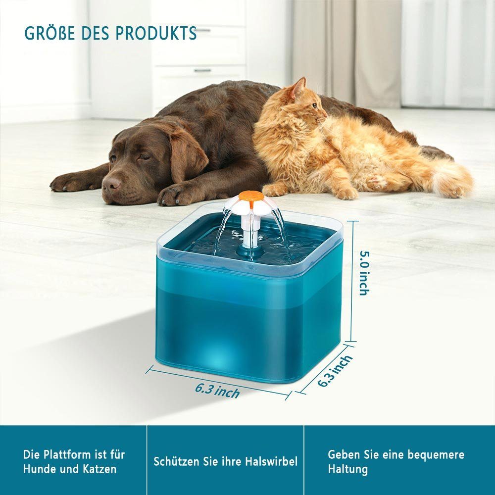 Kpaloft Trinkbrunnen 2 l, Hund LED Trinkautomat, Katzen Wasserspender leise