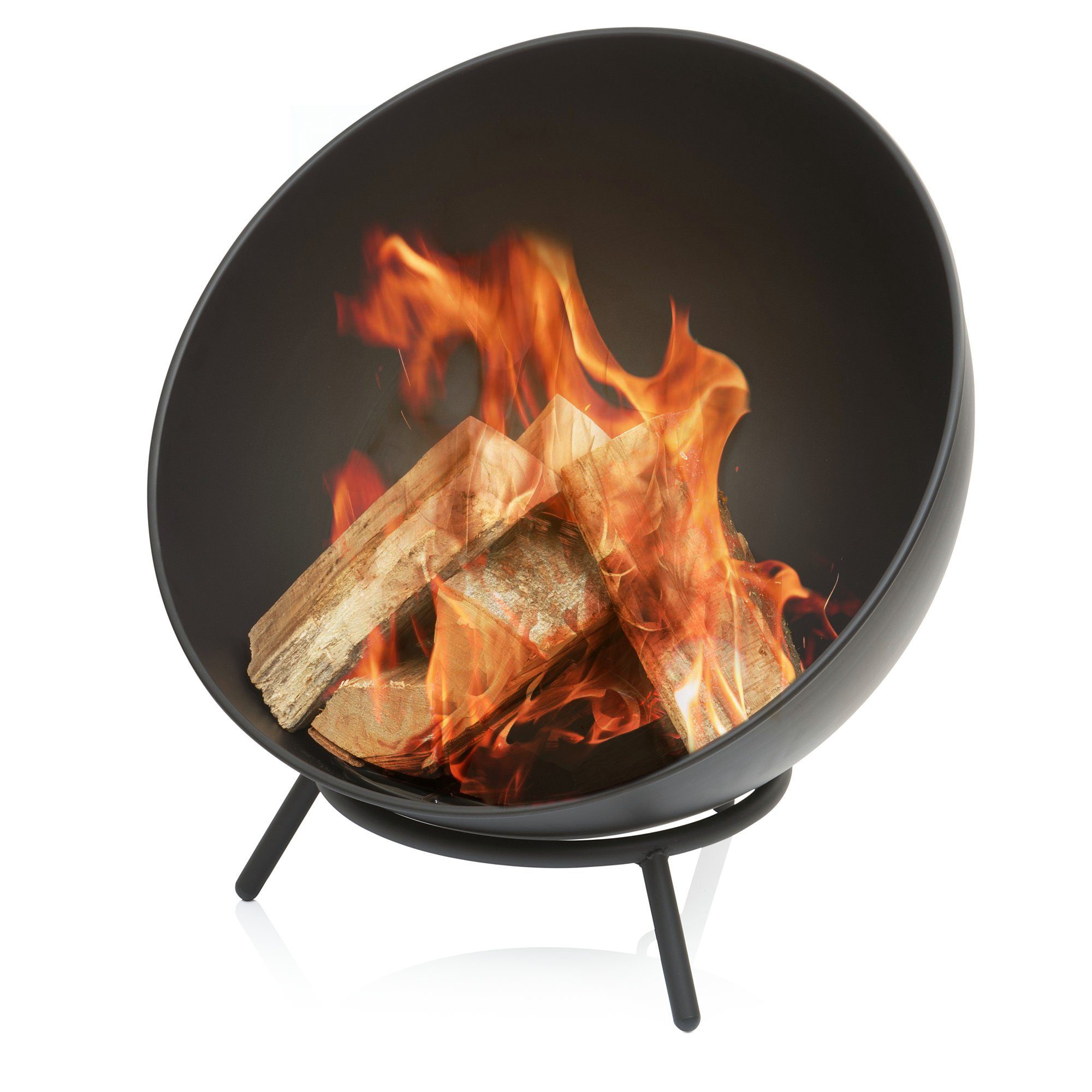 BBQ-Toro Feuerschale Ø 60cm, Schwarz, Kippbare Outdoor Feuerstelle mit drei Beinen, 2in1