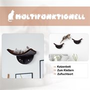 PawHut Katzenliege Katzen Wandliege Katzenbett Katzenregal Wandmontage Plüschauflage MDF Braun 41 x 28 x 21 cm
