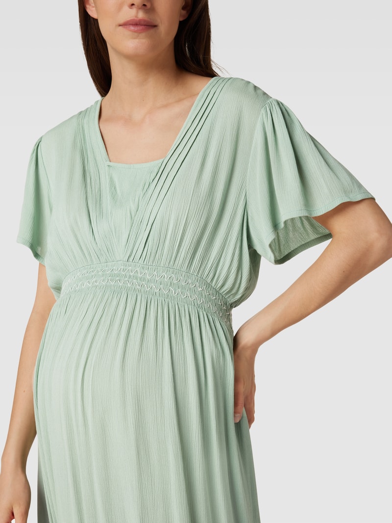 Umstands-Midikleid aus Viskose mit Ziernähten Modell 'Ikat' in mint