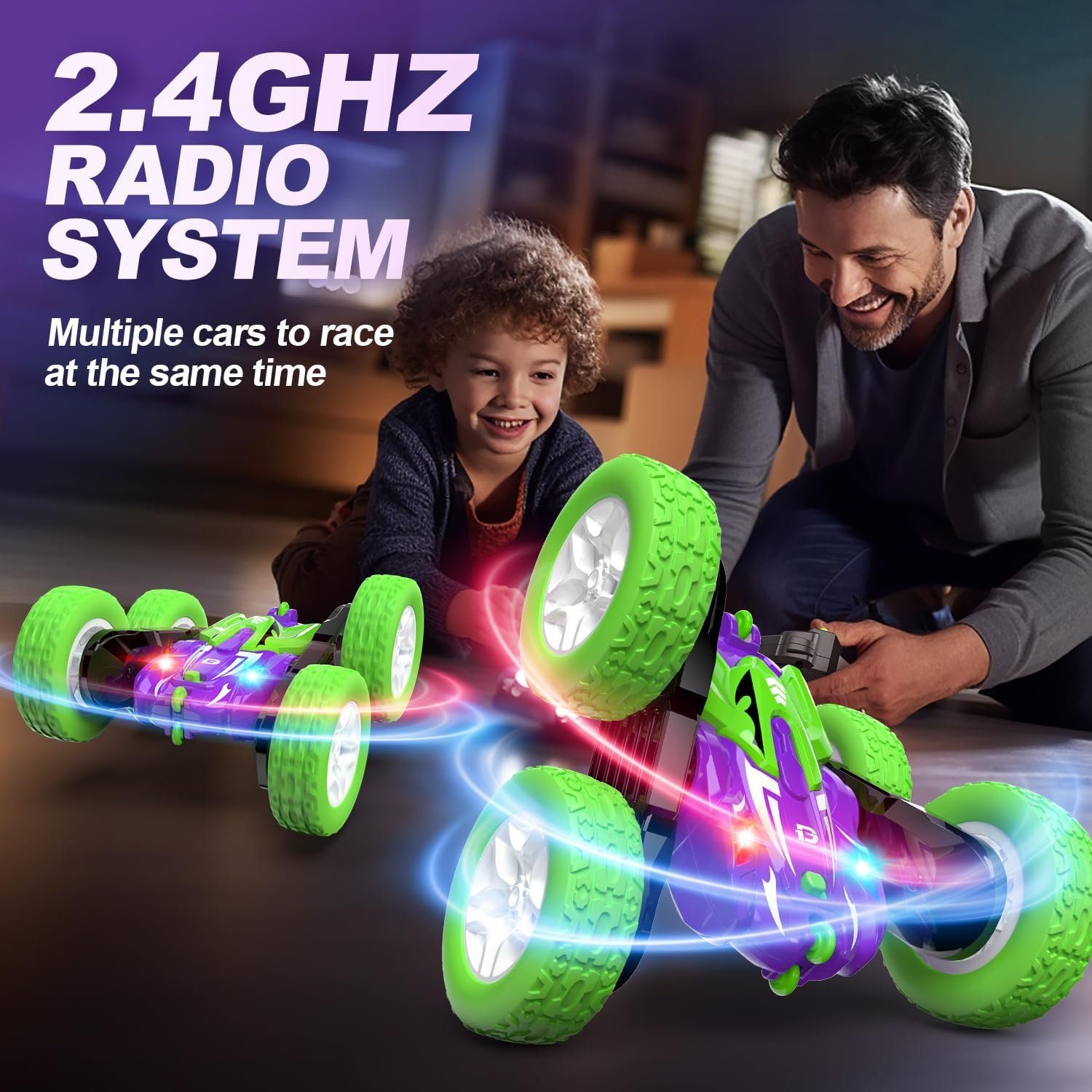 DEERC DE87 Ferngesteuertes Auto, RC Stunt Auto Spielzeug 360° Flip Spielzeug-Drohne (Macht Überschläge bei 8 km/h, 4WD All Terrain Offroad für Kinder)