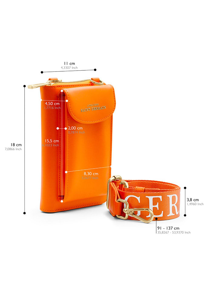 ATELIERS SAINT GERMAIN Leder-Handytasche in Orange - (B)15 x (H)8 x (T)2 cm günstig kaufen onesize