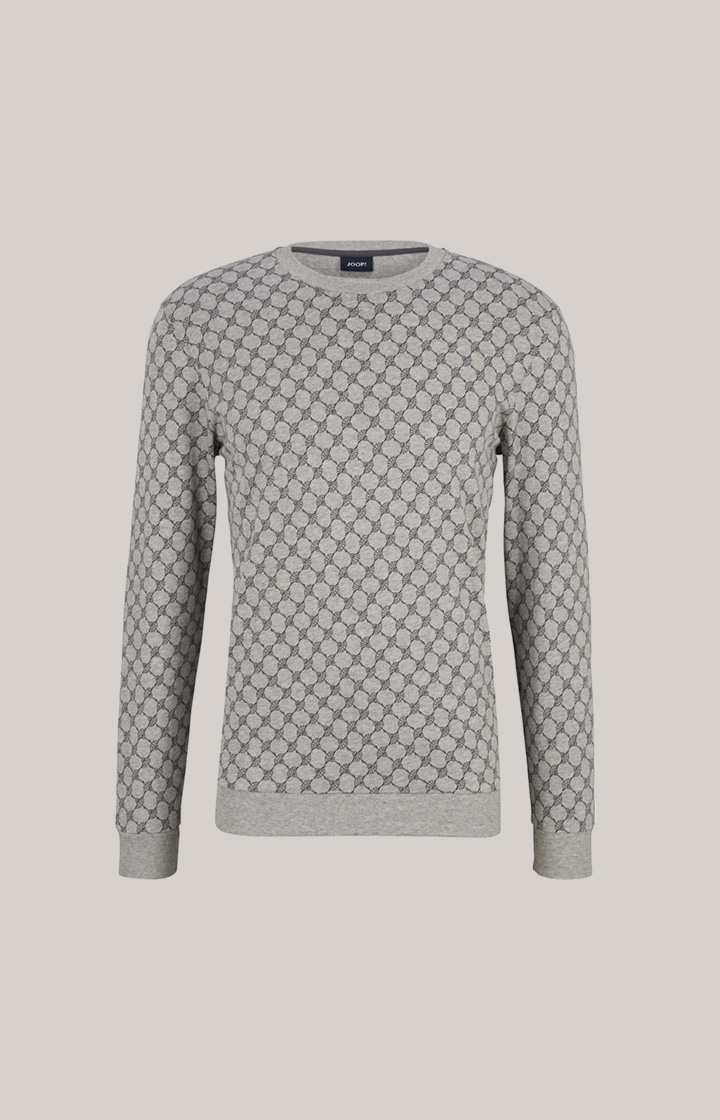 Loungewear Sweatshirt in Hellgrau Melange gemustert