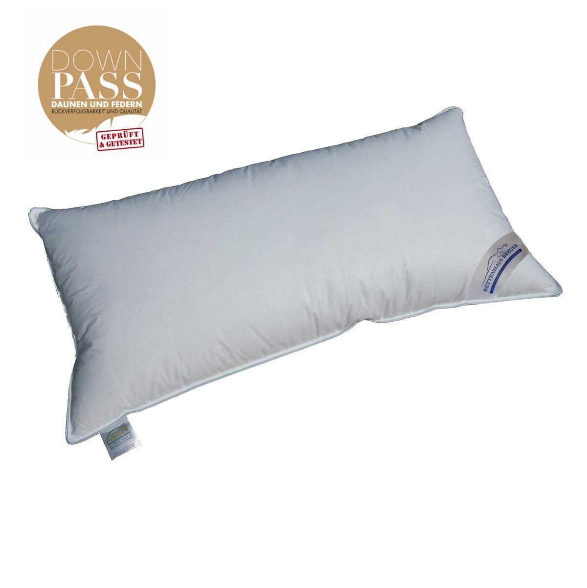 3-Kammer-Kopfkissen 3 Kammer Kopfkissen Luxus Kissen dick 640g neue Daunen Klasse1 40x80, New Lab, Füllung: Innenkammer 100% neue weiße Federn Klasse1, Außenkammer 60% neue weiße Daunen + 40% neue weiße Kleinstfederchen Klasse1, Bezug: 100% Baumwolle