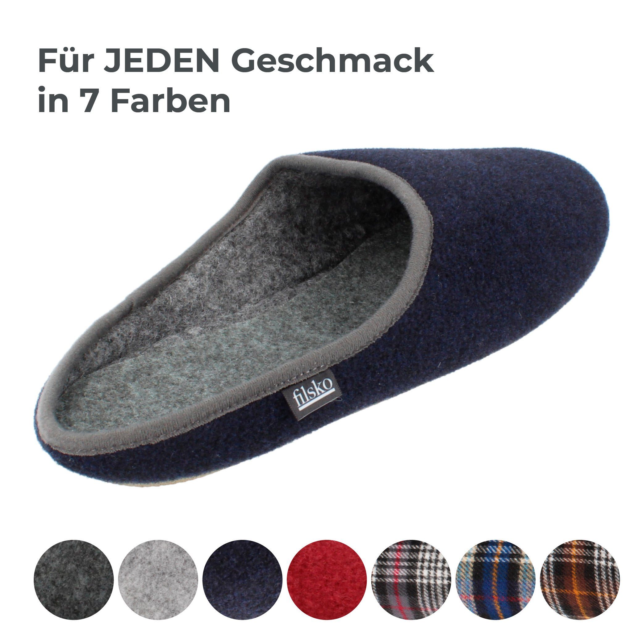 filsko Hausschuhe Filzpantoffeln Herren Damen federleicht 36-48 EU Gummisohle Hausschuh warme Hausschuhe, mit Gummisohle