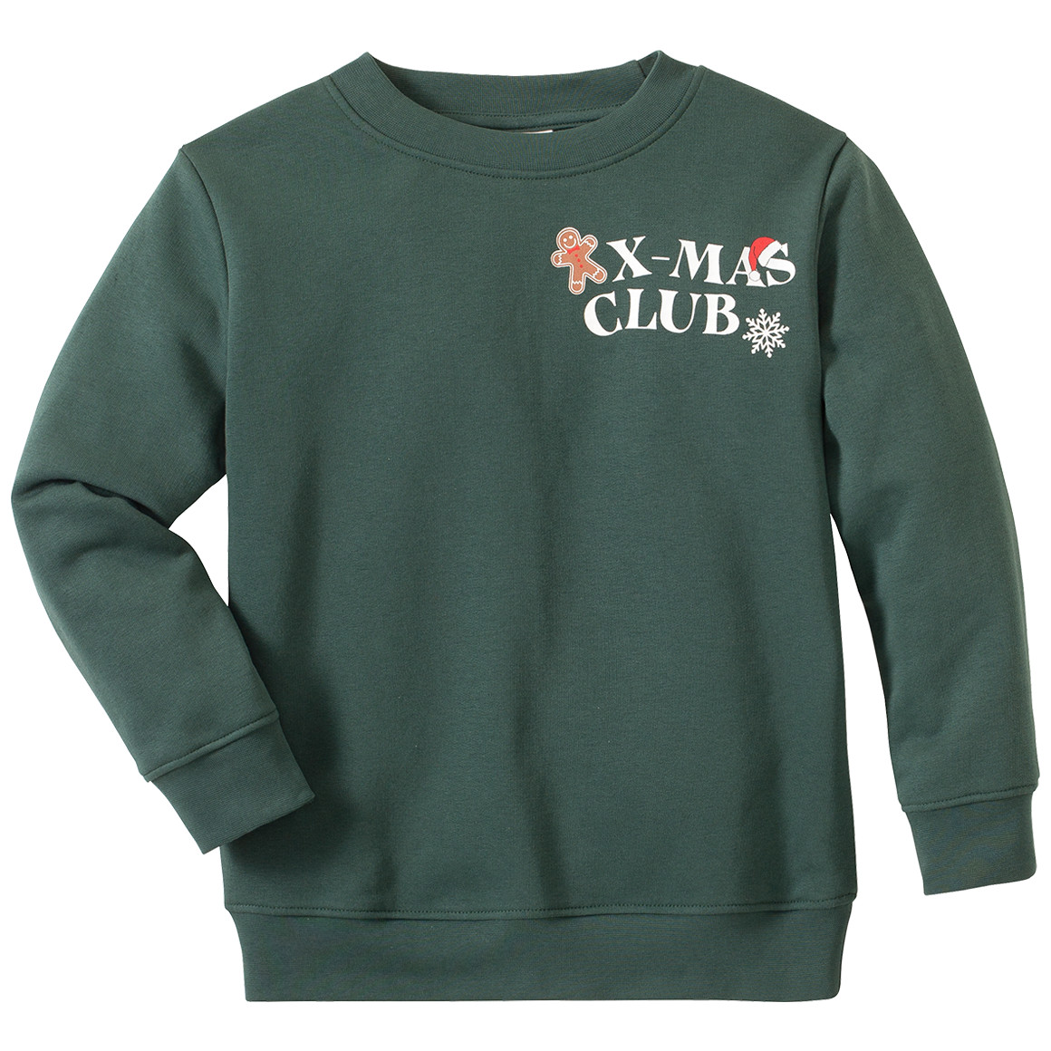 Jungen Weihnachtssweatshirt mit Schriftzug dunkelgrün