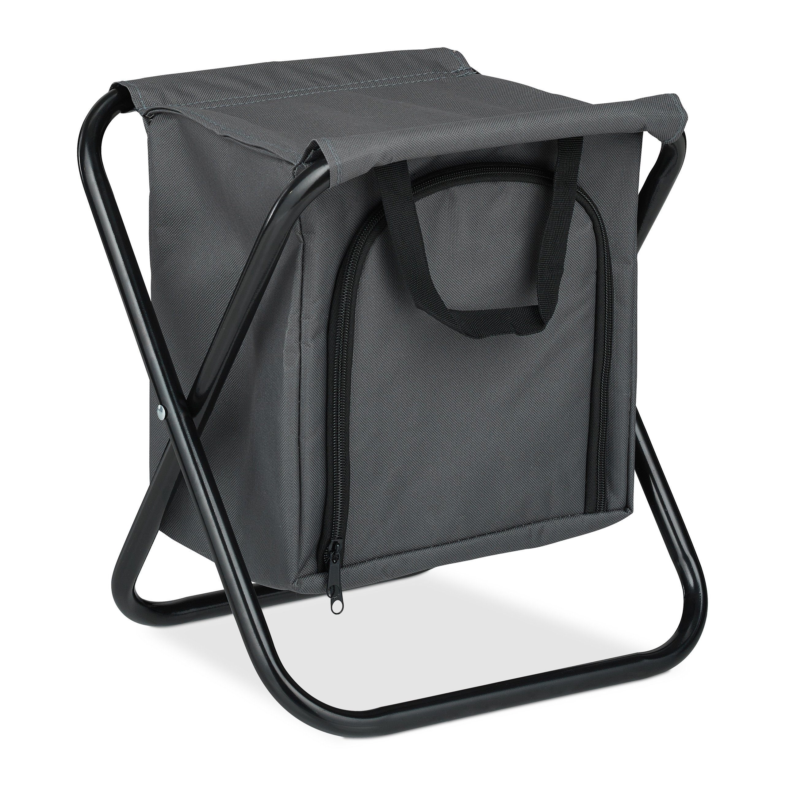 relaxdays Campinghocker Campinghocker mit Kühltasche, Grau