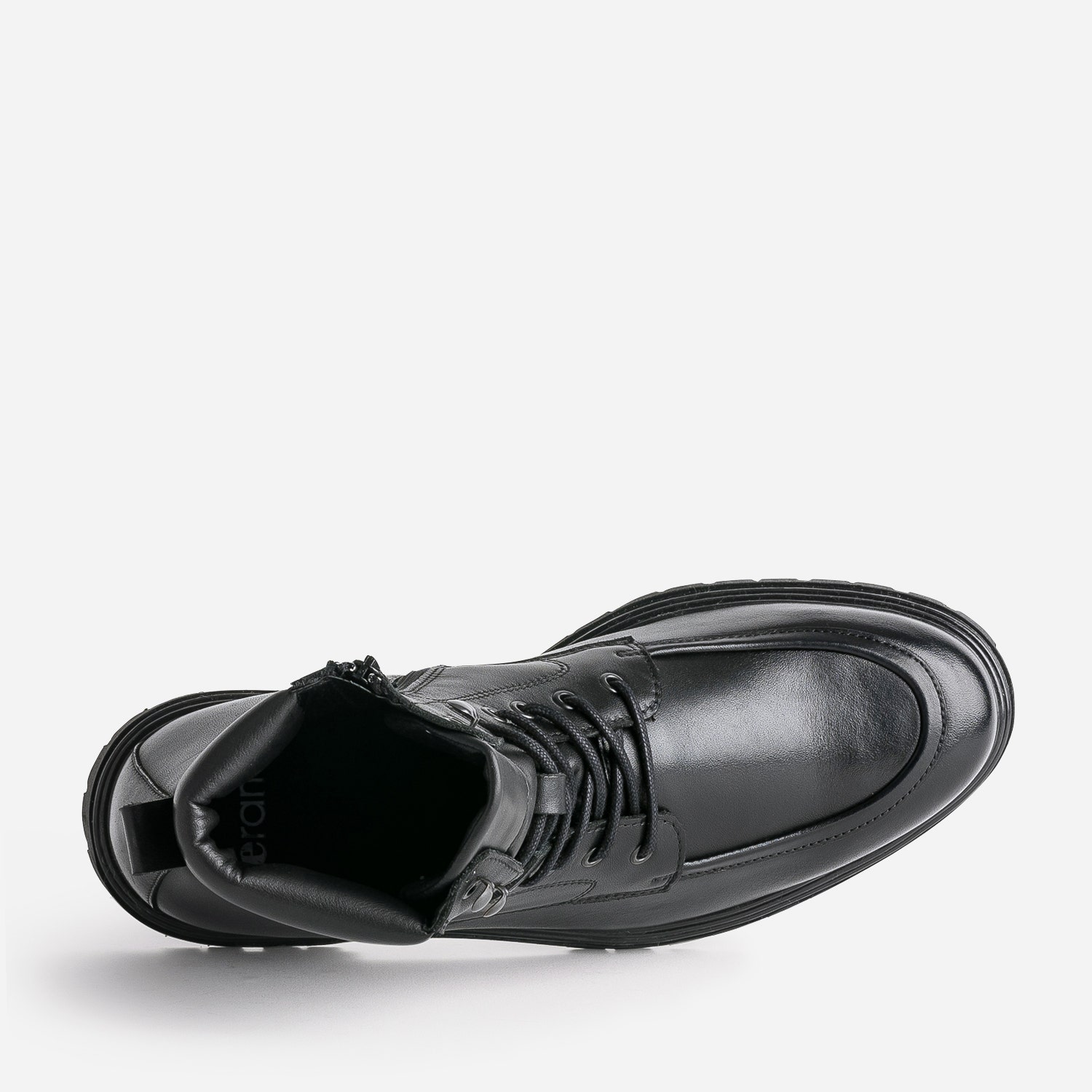 Boots à lacet noir en cuir