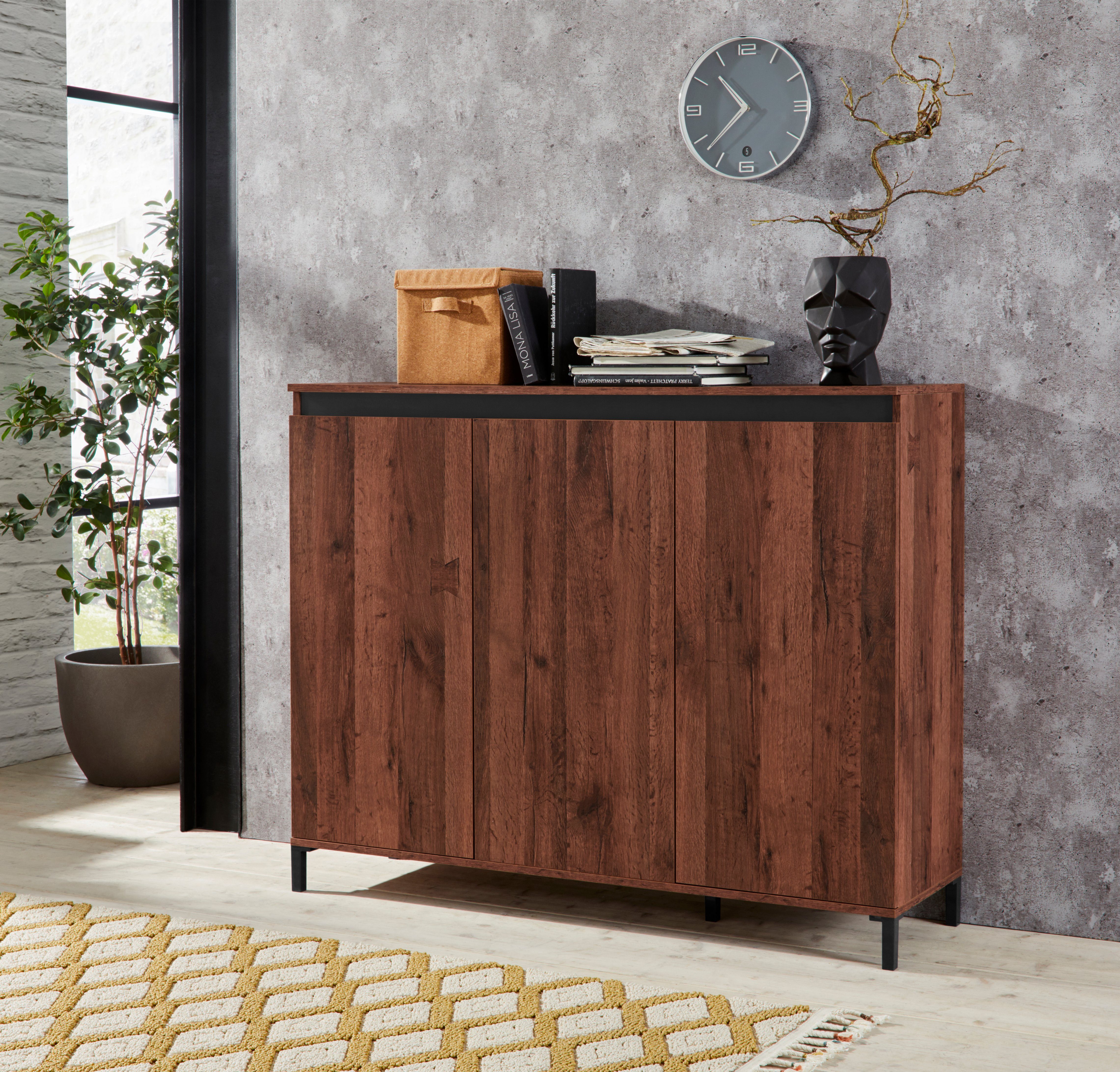 INOSIGN Highboard Genio Industrial, Mit wendbare Blende in weiß/ anthrazit, Höhe 110 cm