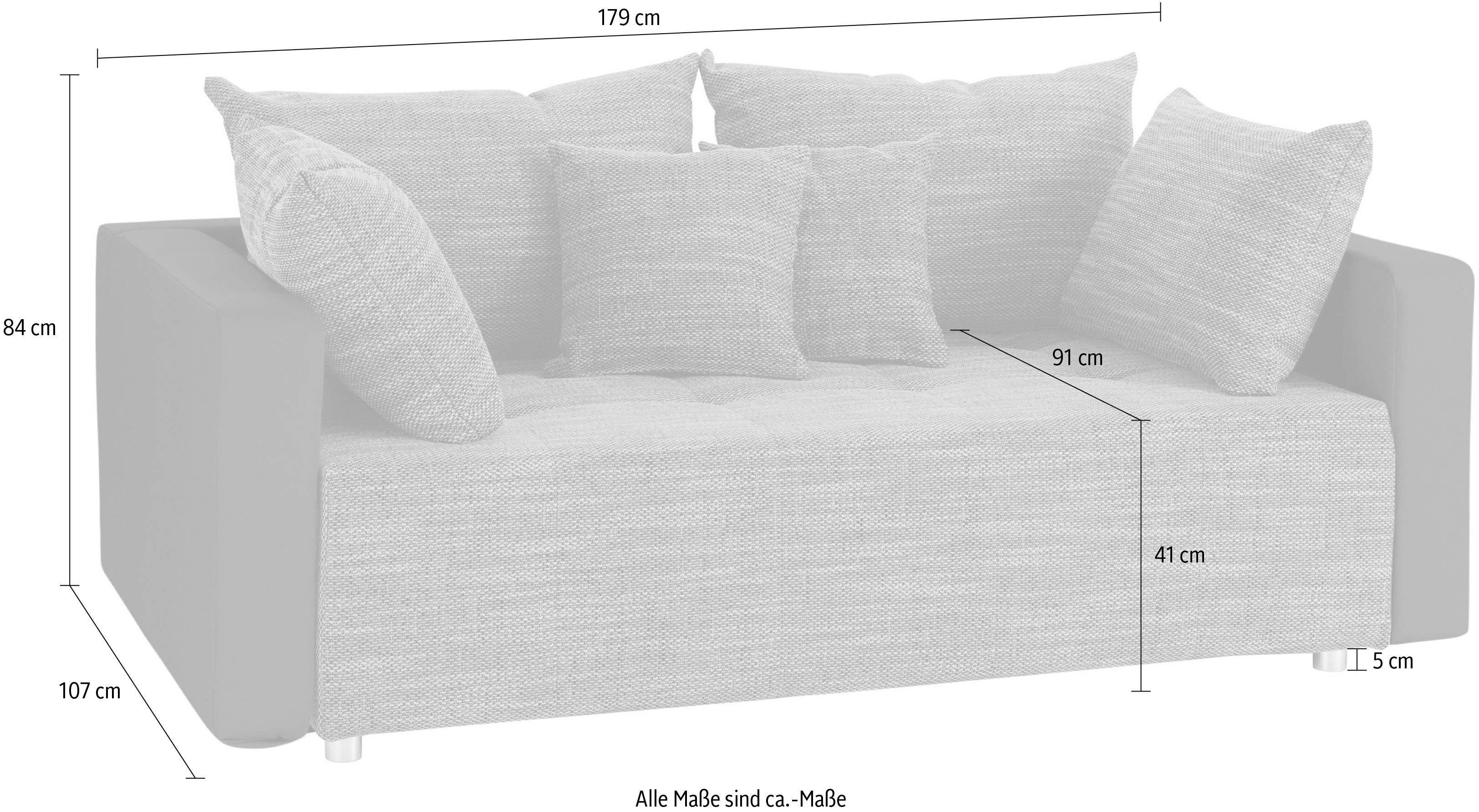 COLLECTION AB Schlafsofa Dany, inklusive Bettfunktion und Bettkasten, frei im Raum stellbar