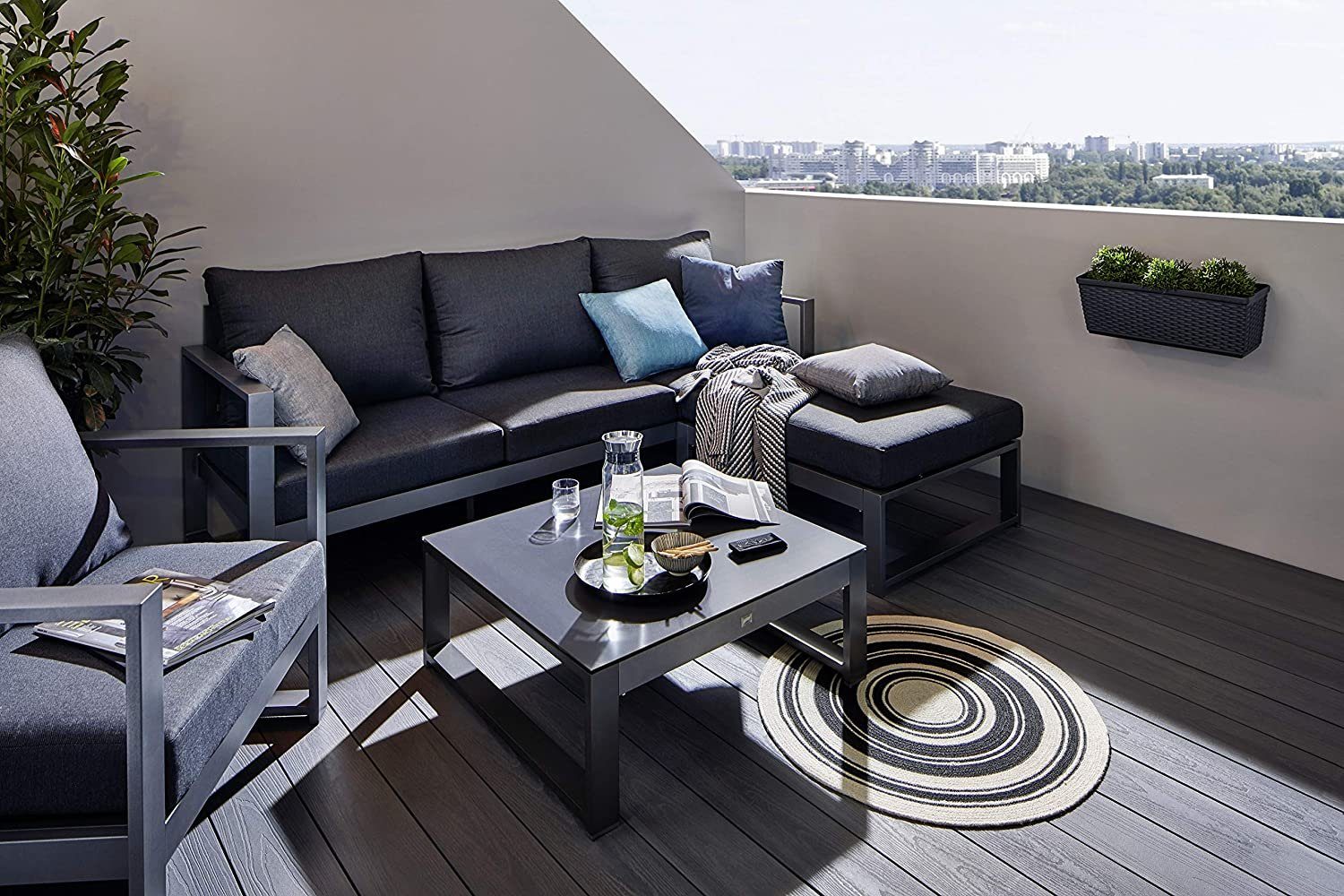 MANDALIKA Garden Gartenlounge-Set Bella anthrazit / Aluminium / Gartenmöbelset / Outdoor / Möbel, UV-beständig