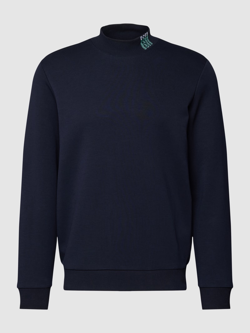 Sweatshirt mit Label-Details Modell 'Salbock' in marineblau