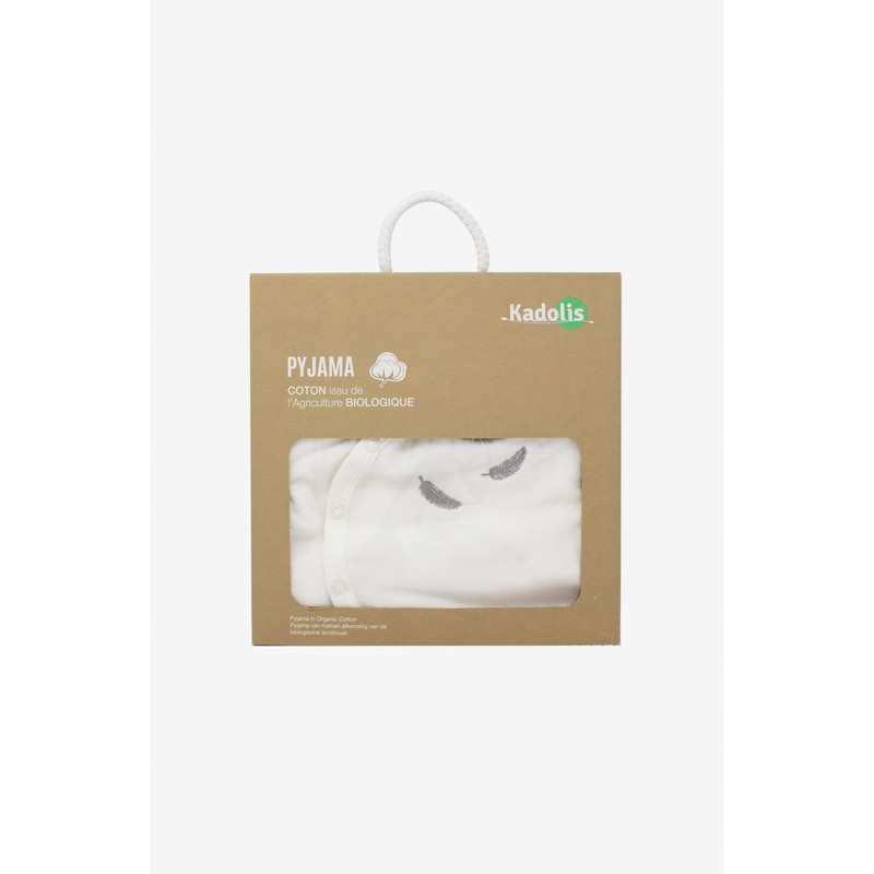 Pyjama bébé en Coton Bio à motifs plumes colorées