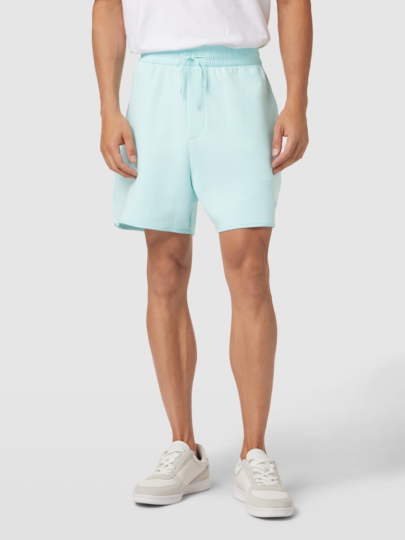 Sweatshorts mit Label-Stitching in aqua blau