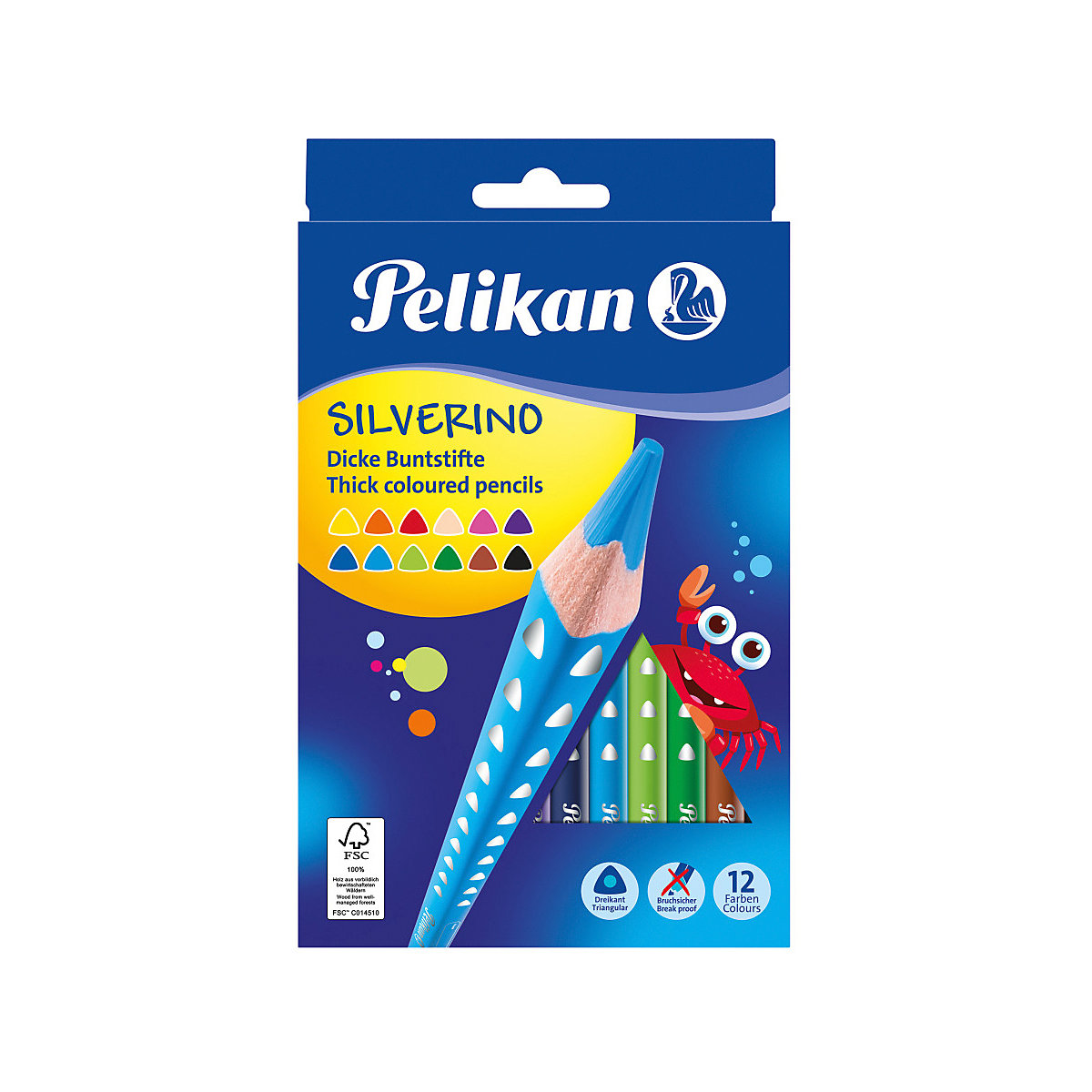 Dreikant-Buntstifte SILVERINO Jumbo, 12 Farben