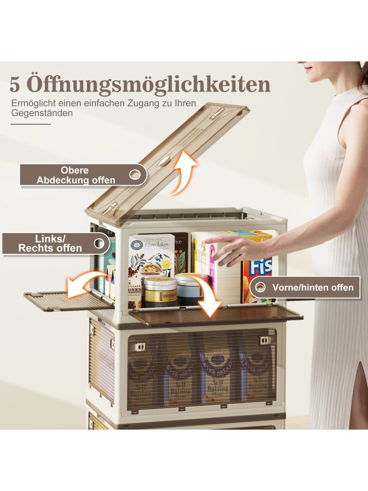 COSTWAY 98L 3er Set Aufbewahrungsbox faltbar in Beige günstig kaufen onesize