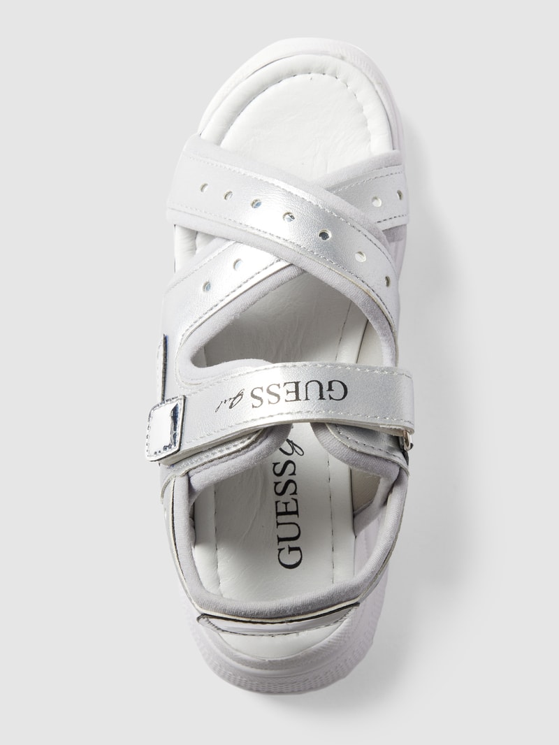Sandalen mit Label-Print Modell 'MURIEL' in silber