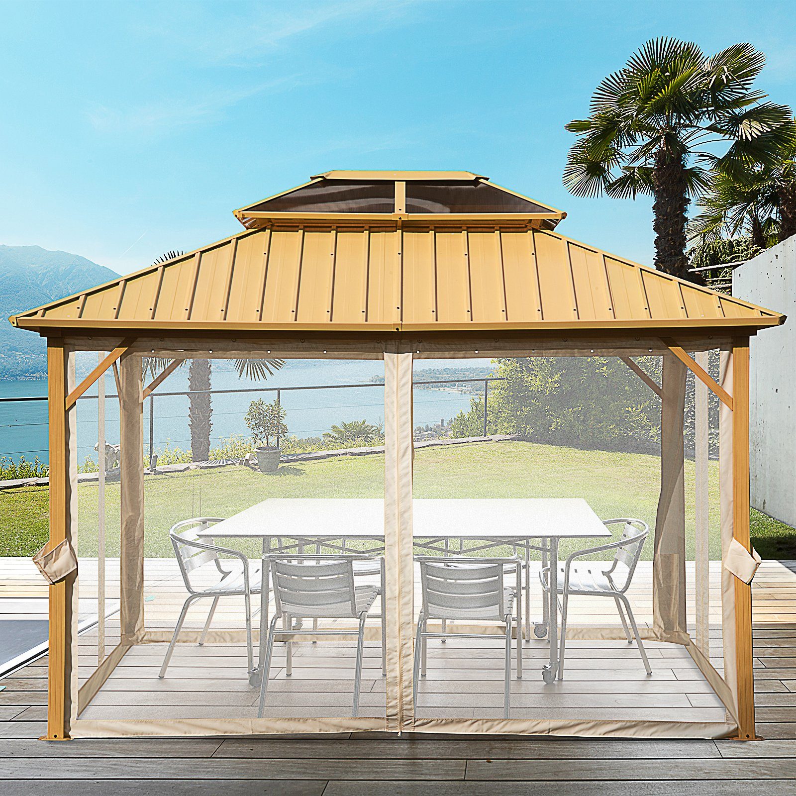Outsunny Pavillon Pavillon mit Seitenwänden