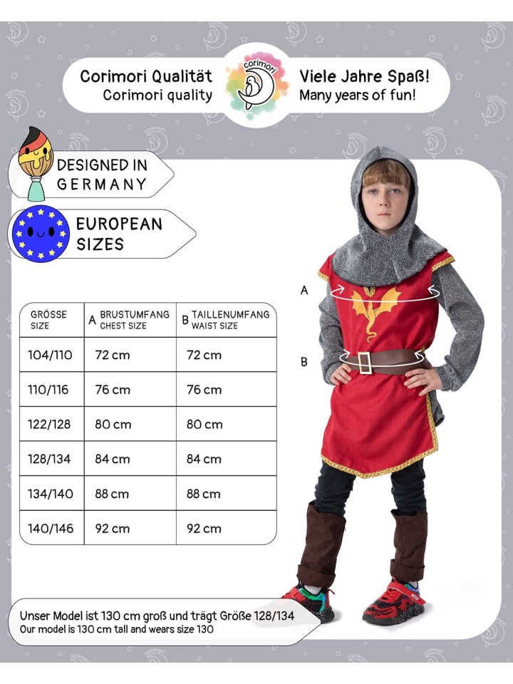 Corimori Kostüm „Ritter“ in Rot günstig kaufen