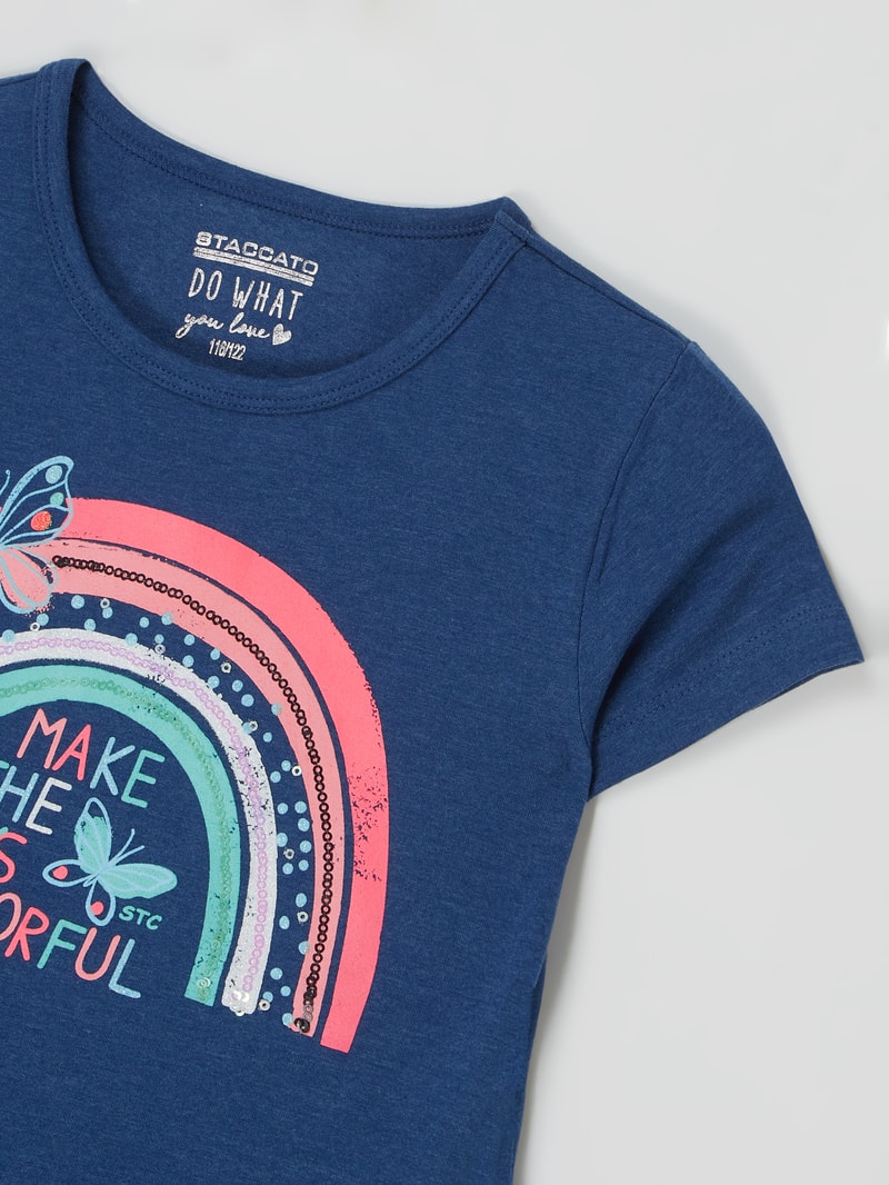 T-Shirt mit Glitter-Effekt in blau