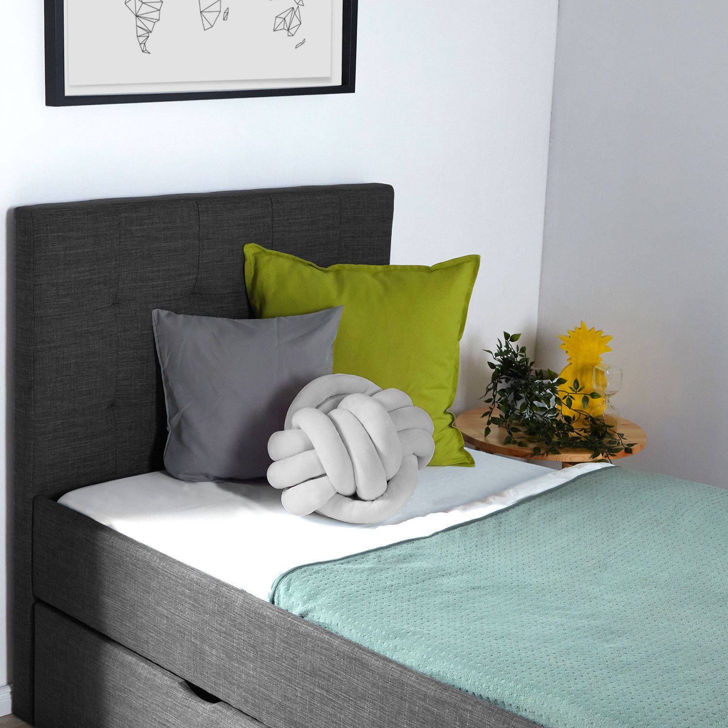 Homestyle4u Polsterbett Doppelbett Stoffbett Bettgestell mehrere Größen Lattenrost anthrazit
