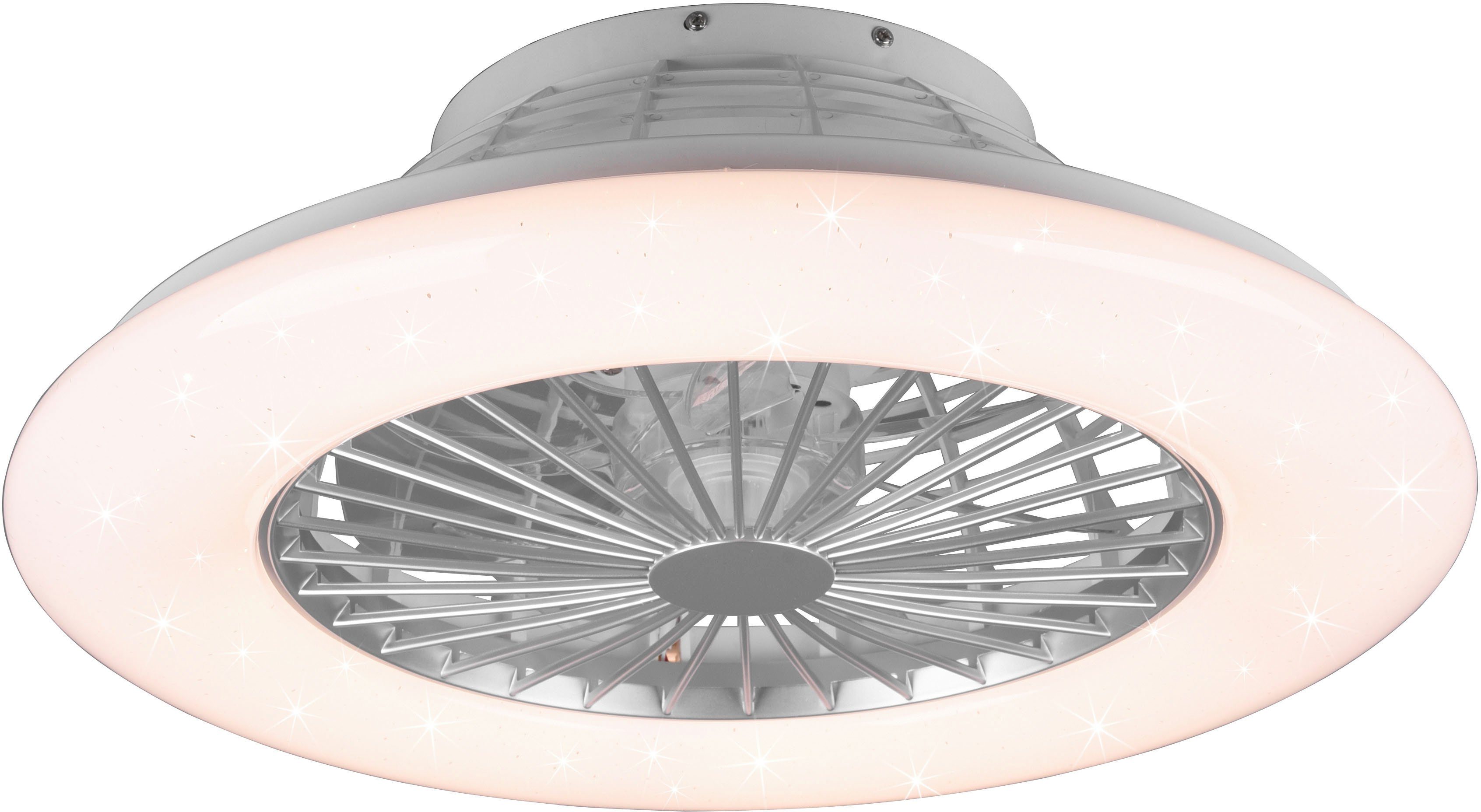TRIO Leuchten LED Deckenleuchte Stralsund, Farbwechsel, Memoryfunktion, Nachtlichtfunktion, Ventilatorfunktion, LED fest integriert, warmweiß - kaltweiß, Deckenventilator mit 3 Stufen, Fernbed., Lichtfarbe einstellbar, RGBW