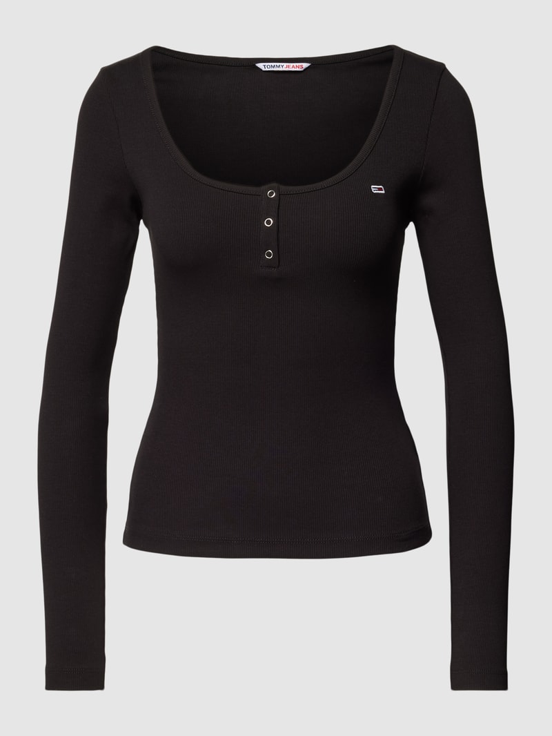 Longsleeve mit Feinripp in schwarz