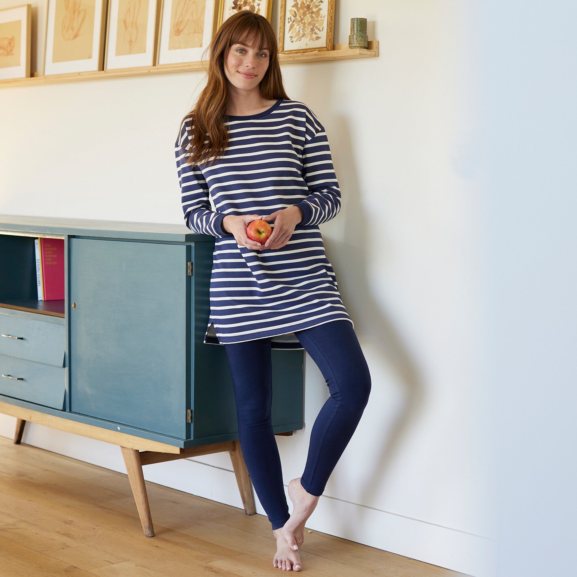 Pyjama molleton rayé avec legging