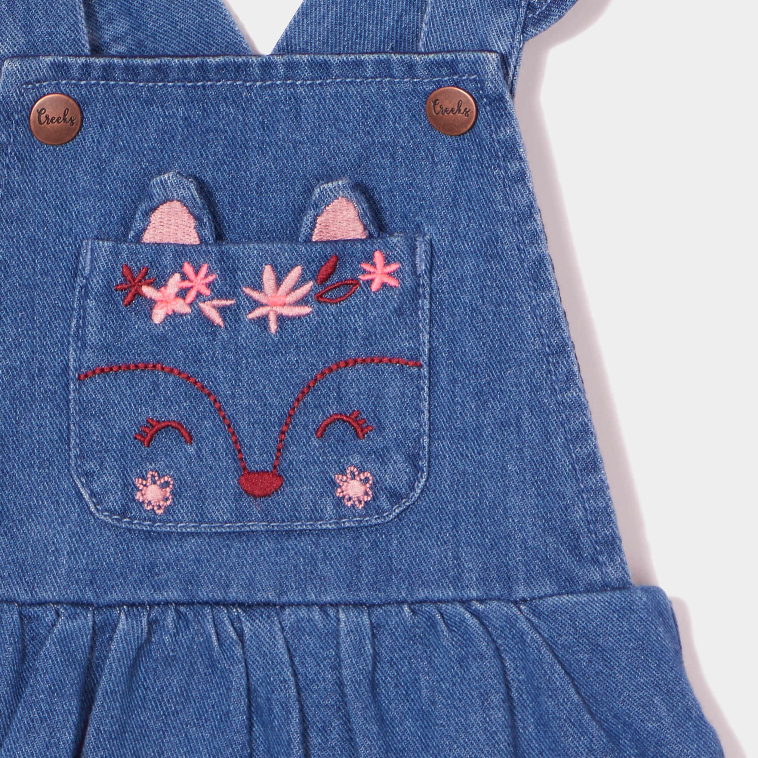 Robe en jean évasée à volants Creeks denim stone bébé fille | La Halle