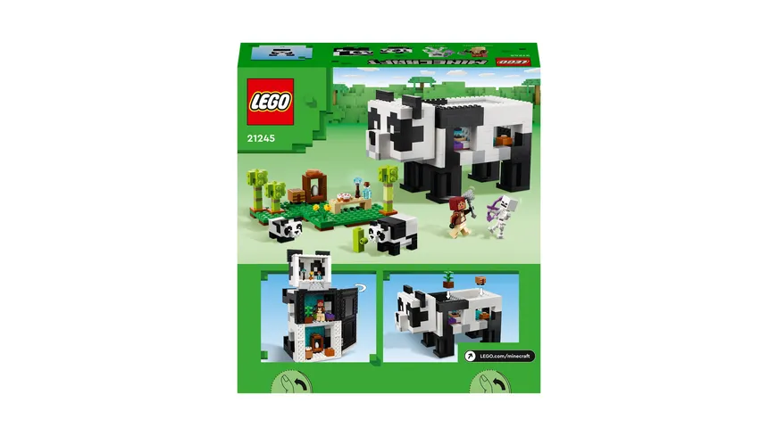 LEGO Minecraft 21245 Das Pandahaus Set, Spielzeug-Haus mit Skelett