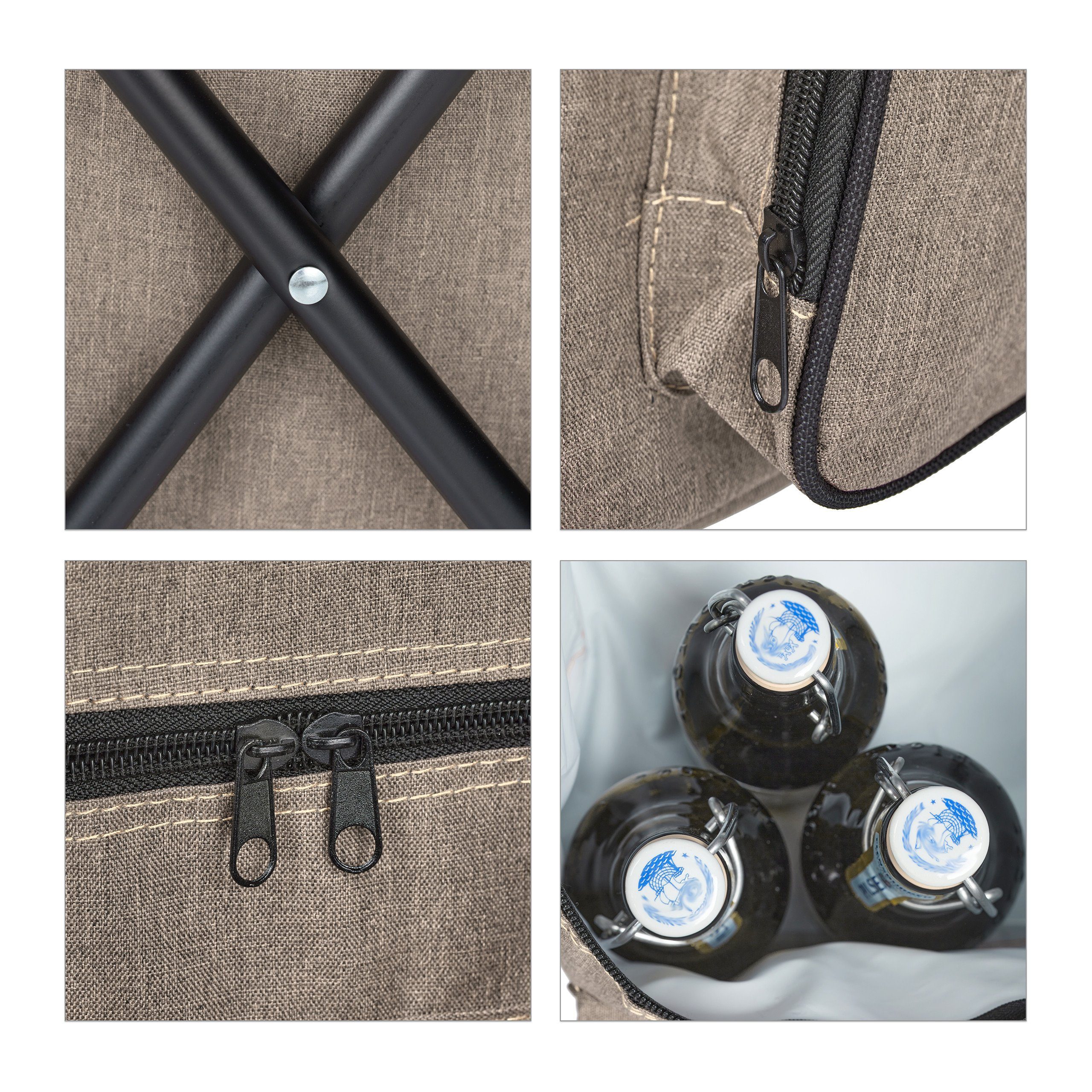 relaxdays Campinghocker Beiger Campinghocker mit Lehne