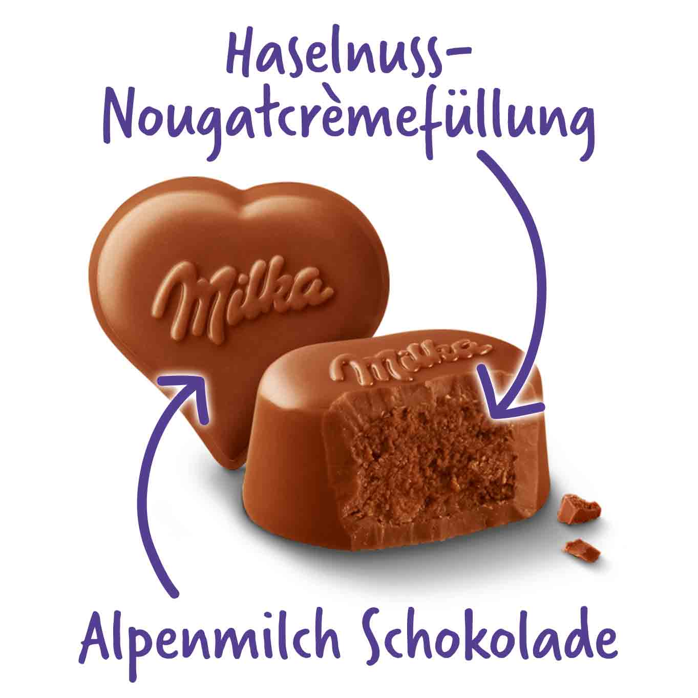 Milka 'Von Herzen' Pralinés Haselnusscrème 44g