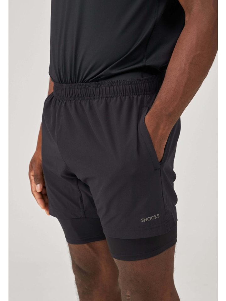 SNOCKS 2 in 1 Tainingshorts Herren 1 Stück in Schwarz günstig kaufen