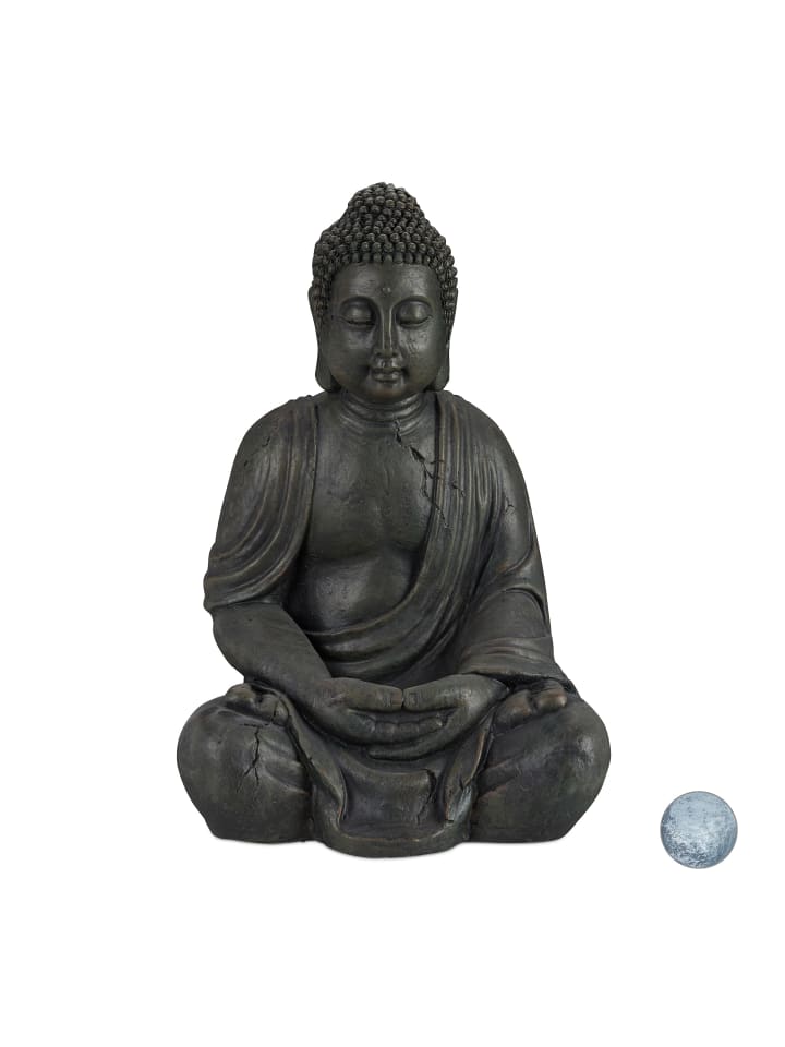 relaxdays Buddha Figur in Dunkelgrau - (H)70 cm günstig kaufen onesize