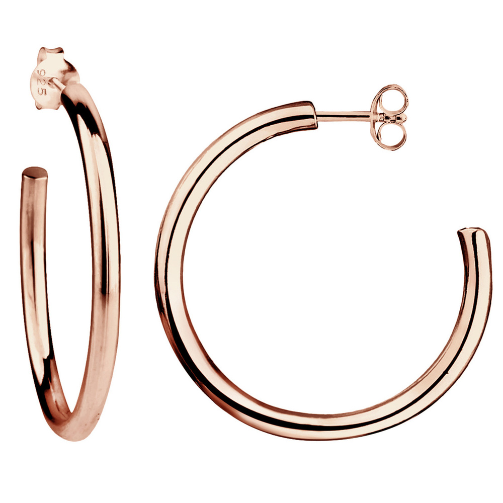 Elli Elli Boucles d'Oreilles Classique Créoles Femme  Plaqué Or Rose Argent (925/1000) Boucles d'oreilles