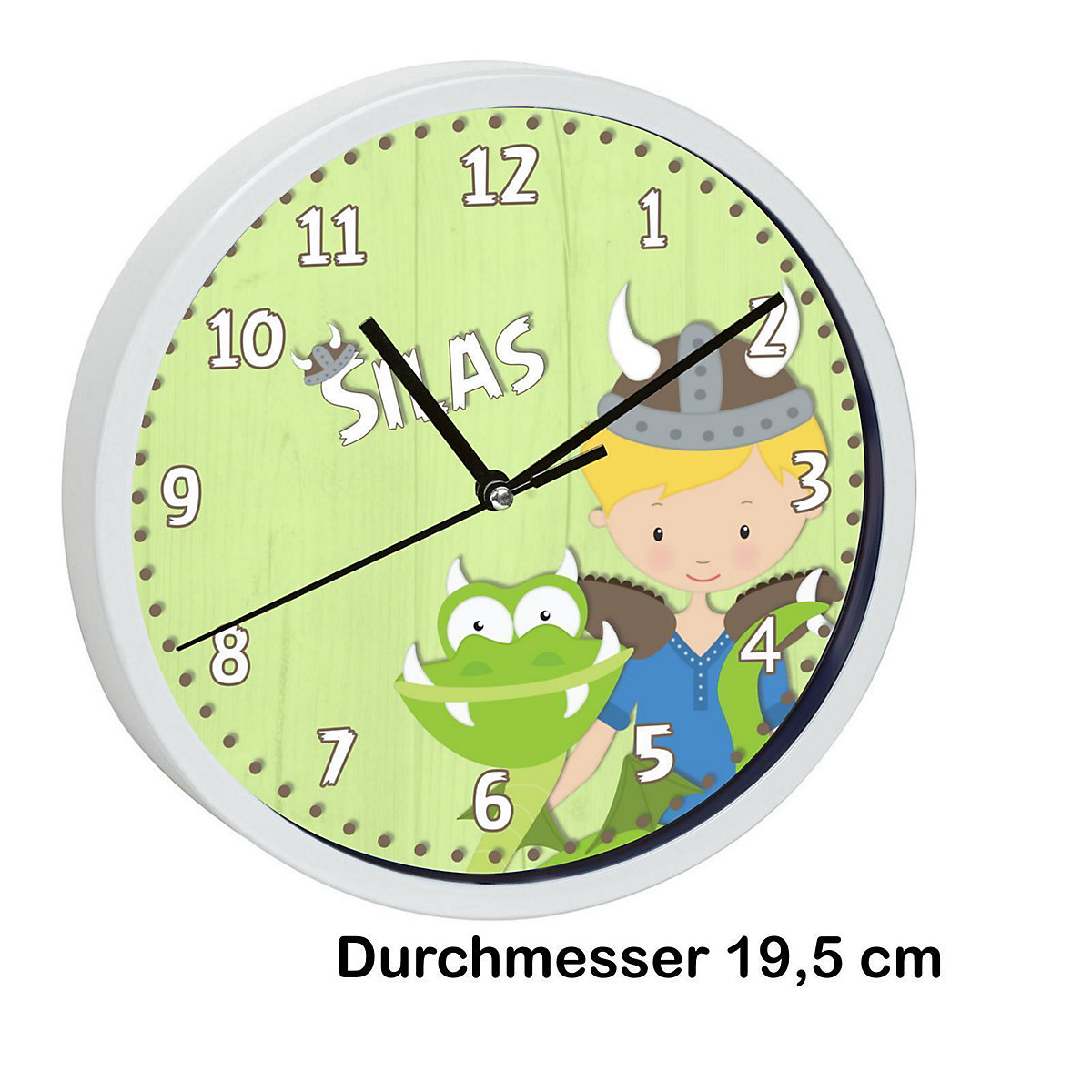 Kinder Wanduhr personalisiert mit Name Wikinger