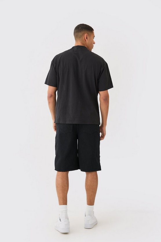 Oversize T-Shirt mit Man Ketten-Stickerei