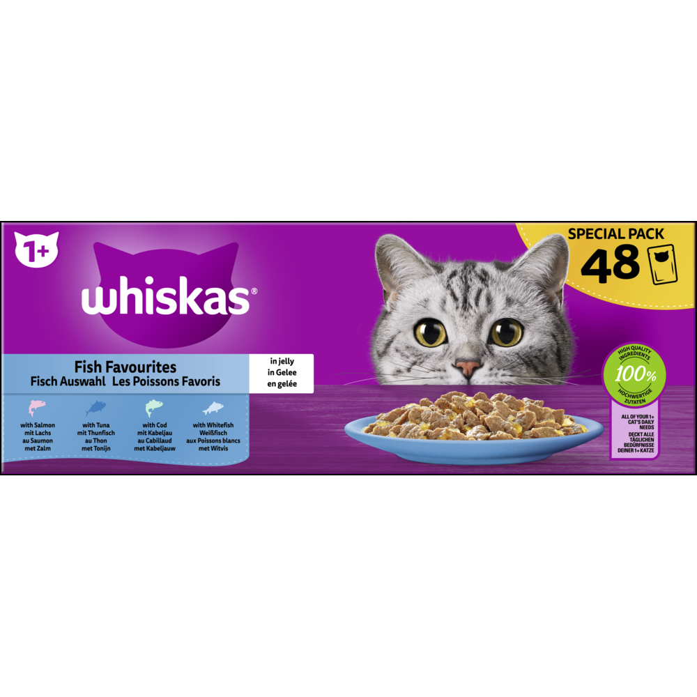 Whiskas Portionsbeutel Multipack Special Pack 1  Fisch Auswahl in Gelee 48 x 85g