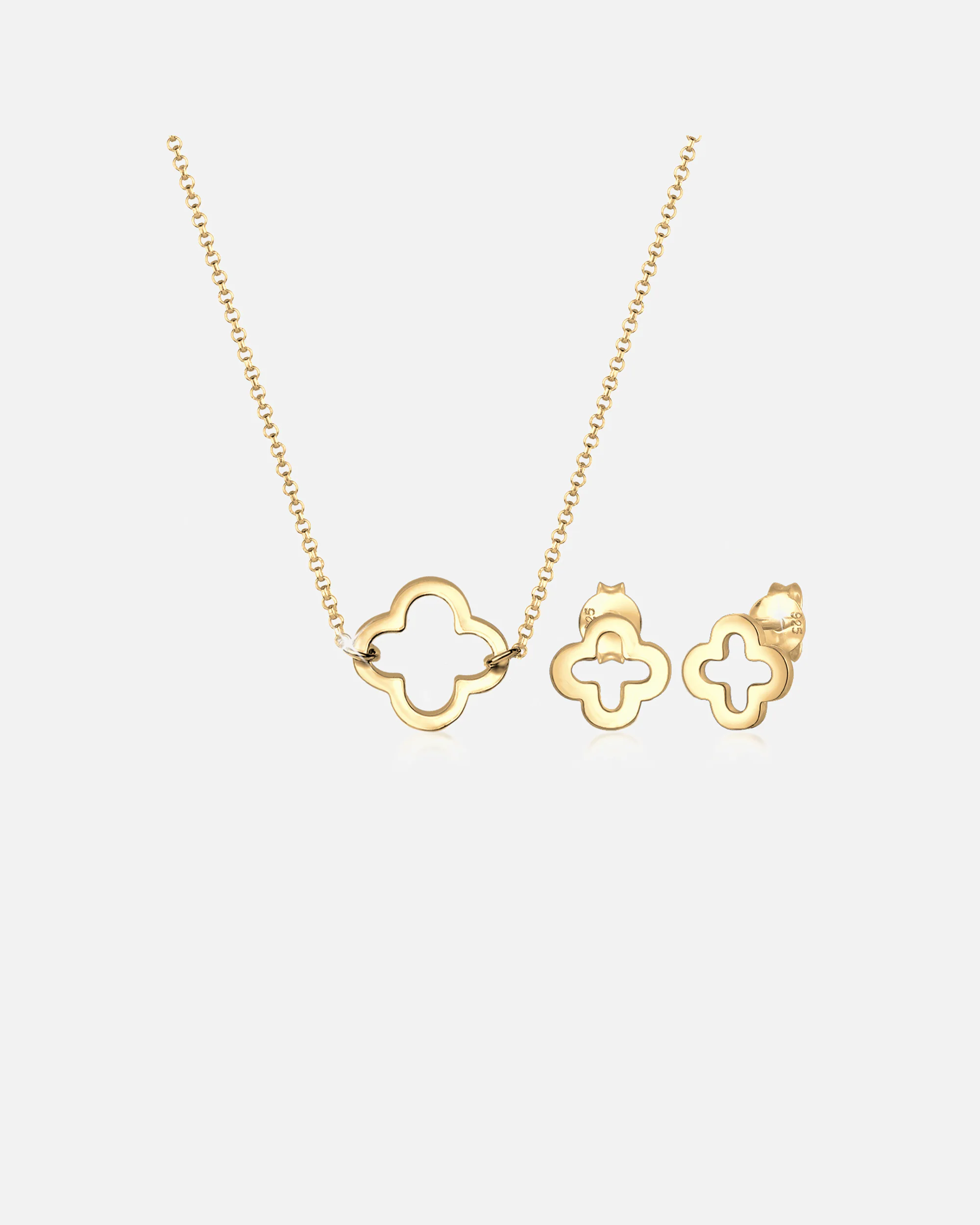 Set colier și cercei Elli de Bijoux cu trifoi norocos și talisman pentru femei (argint 925)