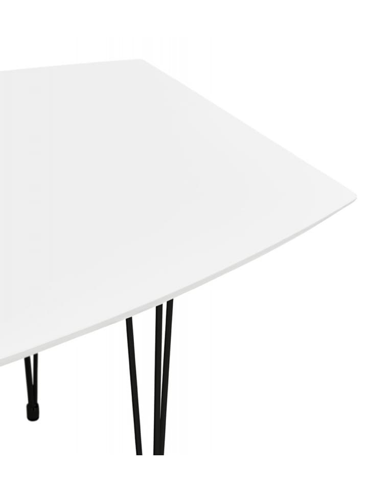 KADIMA DESIGN Ausziehbarer Esstisch aus Holz und Metall | Weiß Schwarz in Weiß-Schwarz günstig kaufen onesize