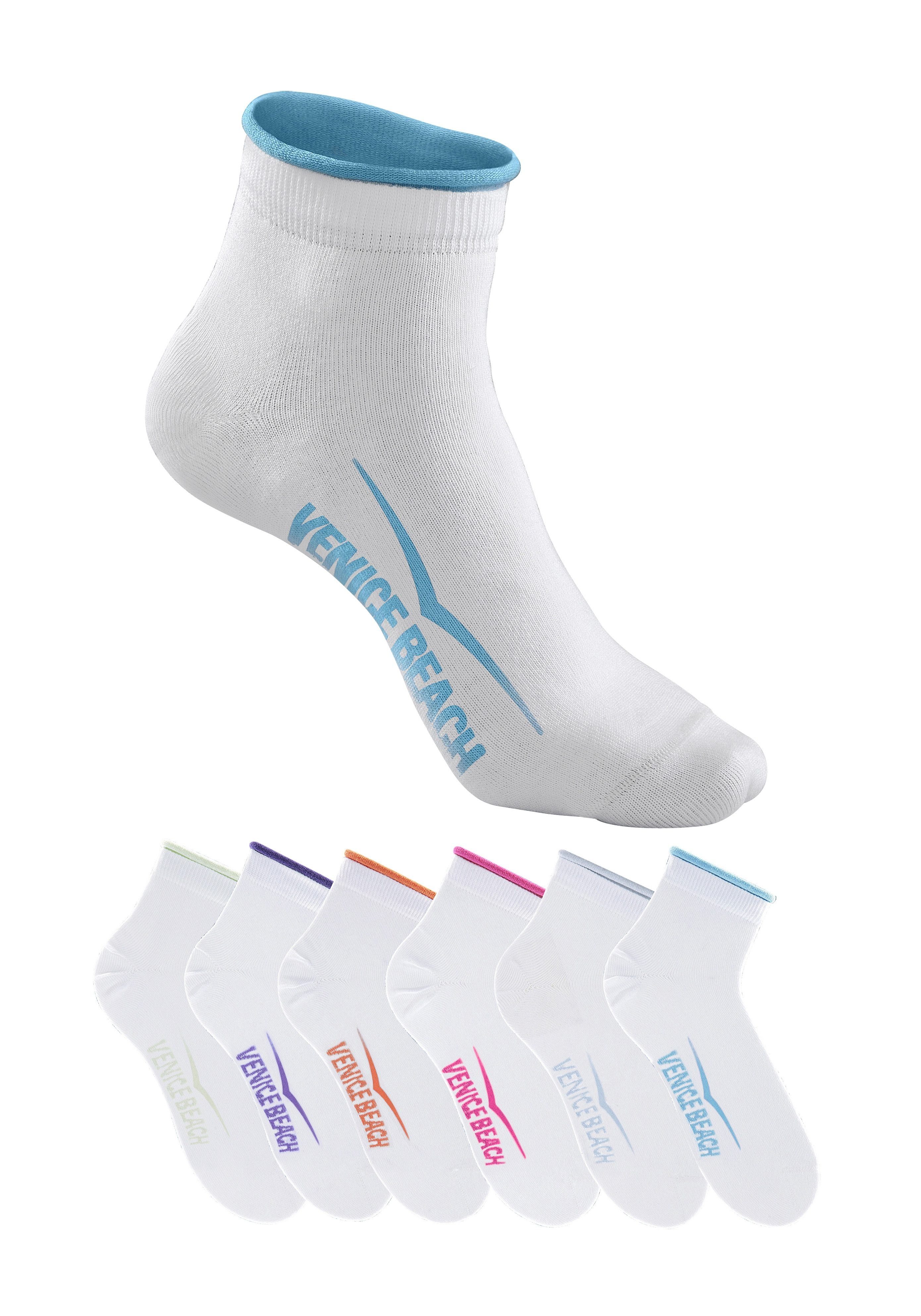 Venice Beach Kurzsocken (Set, 6-Paar) mit druckfreiem Bündchen